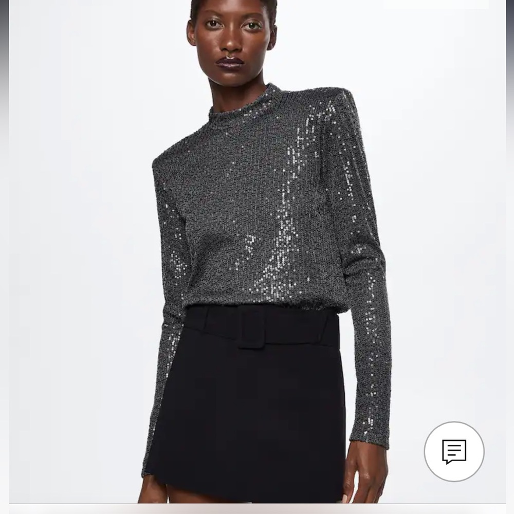 Mango sequin long sleeve top. Brand new never worn size M